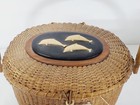 Vtg Signed Farnum 1980 Woven Nantucket Friendship Basket-trio Of Dolphins