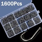 Fishing Hooks Carbon Steel Strong Sharp Silver Circle Fishhook 3 -12  Jig 1600pc