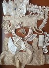 Antique Vtg Trims Lace Pieces Embellishments Crochet Collar Garments Scrap Lot
