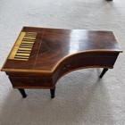 Antique Victorian Sewing Box Piano Shaped   Contents C1900 29cm Long 