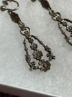 Antique 800 Silver Large Scrolled Gothic Flower Screw Back Earrings