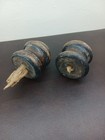 Vintage Wooden Newel Post Top Finial Round Architectural Salvage Set Of 2