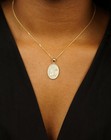 Saint Michael Archangel Necklace 14k Solid Gold Oval Medal Pendant Protection