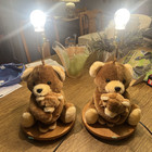 2 Vintage Adi Lamps Teddy Bear Lamp Brown Plush Mom Hugging Baby