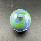Contemporary Handmade Art Glass Marble  73  Green   Blue Swirl Mib  Purple Hues