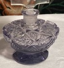Art Deco Lavender Czech Perfume Bottle W Clear Lady Etched Dauber
