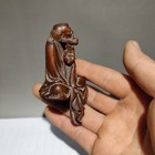 Vintage Old Man Wood Sculpture Buddha Decor Carving Wooden Carved Figure Room