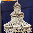 Large Vintage 70s Boho Seashell Hanging Basket Planter Chandelier 38  Cowrie