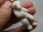 Polar Bear Carved Water Buffalo Bubalus Bubalis Bone 925 Pendant Necklace   Cord