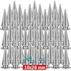 Silver Cone Spikes Metal Punk Rivets Stud Screw Back For Leather Craft Bag Decor