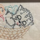 Vintage Sleeping Kitten In A Basket Complete Cross Stitch Framed 8x6  1983