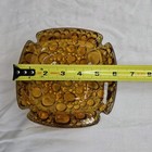 Vintage Amber Glass Pebble Bubble Ashtray Textured Art Glass Mcm 6   