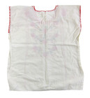 Vintage Ivory Red Green Embroidered Floral 100  Cotton Mexican Peasant Blouse L