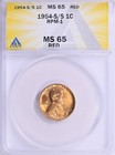 Rpm-1   A Must Have Type   1954-s s Lincoln Cent Anacs Ms-65 Rd
