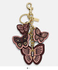 New Coach Key Chain Bag Charm Butterfly Cluster Boysenberry Multi 1674 Leather