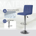 Set Of 2 Adjustable Counter Height Bar Stools Swivel Chairs W  Back Blue