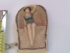 Rare Antique Bathing Beauty In  Cabana Figural Celluloid Tape Measure