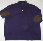 Nwt Polo Ralph Lauren Textured Purple Half-zip Navy Pony Sweater Xxl 2xl Elbows