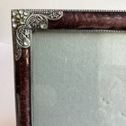 Brown Enamel Metal Photo Picture Frame 4x6 Scroll Rhinestone Silver Tone Ornate