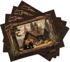 Bear Placemats Set Of 4 - Lodge Cabin Place Mats 12x18 Inch Rustic Farmhouse