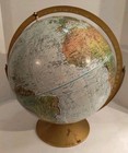 Vintage Replogle Land And Sea Globe 12  Diameter Raised Relief With Ussr