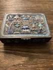 Antique Blue Enamel Silver Chinese Box 4 1 2    L X 3 1 4    W X 1 1 4    W  Feet