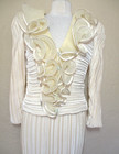 Vintage Illusione Skirt Suit Plise Fortuny Pleats Crystal Buttons Ruffles M