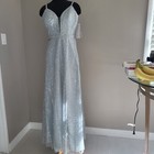 New Fiesta Silver Sequin Evening Gown ball  Cocktail Dress Medium