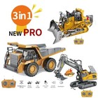 2 4g 9 11ch Rc Excavator Bulldozer Construction Toys Remote Control Crawler
