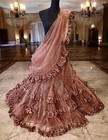 Sequin Dusty Rose Puffy Lehenga Saree Bridal Wedding Gown Tulle organza Flowers