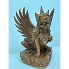 Vintage Bali Hand Carved Wooden Singa Ambara Raja Statue Mythical Figurine