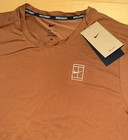 New Mens Nike Court Dri-fit Advantage Tennis Shirt Fz6910-281 Brown Sz L
