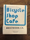 Bicycle Shop Cafe Vintage Matchbook Brentwood Ca Full Unstruck
