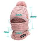 Women Bib Beanie Cap Pom Bobble Scarf Set Knitted Winter Warm Snow Ski Cap