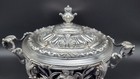 Rare Antique 1887 France Sterling Silver   Cobalt Blue Glass Sugar Bowl  308 G