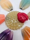 Vintage Unique Acrylic Plastic Pastel Flower Petal Magnet Set Ladybug Butterfly