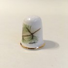 Owl Thimble Oakley Fine Bone China England Vintage Bird Gold Trim White Brown