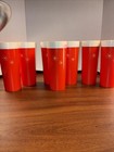 7 Vtg Atomic Starburst Plastic Mcm Tumbler Red Cup Usa Insulated
