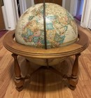 Vintage Replogle Raised Topography 12    Globe W  Wooden Stand