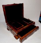 Vtg Flatware   Jewelry Anti Tarnish Wood Chest Drawer   Removable Storage Blue