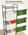 3 Section Laundry Sorter With Removable Bags  120l Rolling Vertical Laundry H   