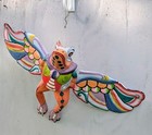 Vintage Flying Frog Wood Mobile Wall Art Hand Painted Large 20  Folkart