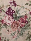 Vintage Floral Linen Fabric Cabbage Roses And Vines