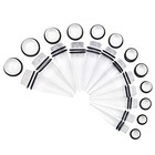 Big Ear Gauges Kit 24 Pieces Acrylic Tapers And Plugs Double O Transparent
