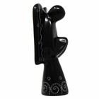Soapstone Angel Sculpture - Black Finish With Etch Design