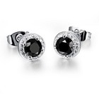 Women Sterling Silver Post Cubic Zirconia Stone 8mm Round Stud Earrings Gift