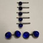 Vintage Art Deco Cobalt Blue Glass Domed Men   s Cufflinks   Tuxedo Shirt Studs