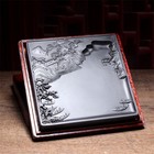 Chinese She Inkstone Dragon Tail Ink Slab Calligraphy Stone With Solid Wood Box