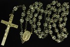 Vintage Rosary Sterling Diroma Clear Glass Beads Holy Catholic Jesus Mary