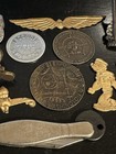 Lot Of Vintage Pins Worlds Fair Orphan Annie Premiums Tokens Knife Charms Rings
